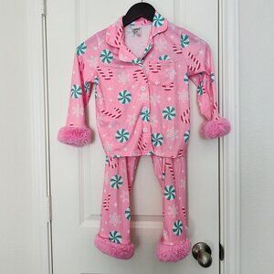 MIA BELLE GIRLS Peppermint Candy Dream Furry Pajama Set - Size 6 Youth